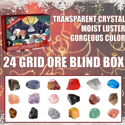 Treasure Ore Ugibanje Zabavna igrača z minerali Vzorci Praznični adventni koledar Škatla Znanstveni darilni koledar za božič