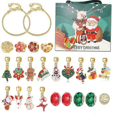 Božič Bead Niz Nakit Darilna Škatla Odštevalnik Koledar Diy Barvna Vrvica Okras Zapestnica Slepa Škatla Ogrlica Božično Darilo