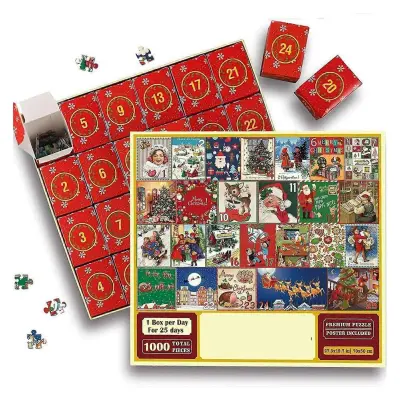 24 škatel Xmas Adventni koledar Red Xmas Theme Blind Box Inovativna božična škatla za sestavljanke za božič