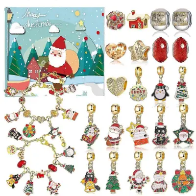 Božič Bead Niz Nakit Darilna Škatla Odštevalnik Koledar Diy Barvna Vrvica Okras Zapestnica Slepa Škatla Ogrlica Božično Darilo