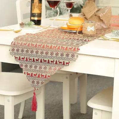 1 Kos 13x70 "/33x177 cm Božič nov izdelek laneni los linearni božični okraski laneno potiskani prt namizna dekoracija prt pogrinjek (El