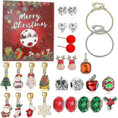 Božič Bead Niz Nakit Darilna Škatla Odštevalnik Koledar Diy Barvna Vrvica Okras Zapestnica Slepa Škatla Ogrlica Božično Darilo