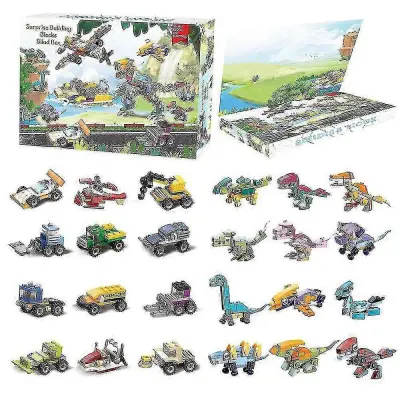2022 Božič 24-dnevni odštevalnik Adventni koledarji Božična slepa škatla Darilo - Otroci Dinozaver Engineering Vehicle Gradnik Igrača