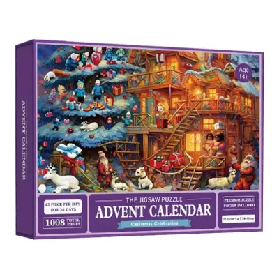 Puzzle Adventni koledar 2023, božični adventni koledar Puzzle, 24 kosov 1008 kosov sestavljanka darilo za odštevanje za božič, adventni koledar 2
