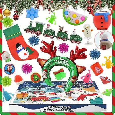Božični adventni koledar Blind Box 24 Days Presenečenje Igrače Okraski za lajšanje stresa Darila za otroke Fantje Dekleta Odštevanje do božiča