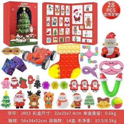 Božični adventni koledar Blind Box 24 Days Presenečenje Igrače Okraski za lajšanje stresa Darila za otroke Fantje Dekleta Odštevanje do božiča