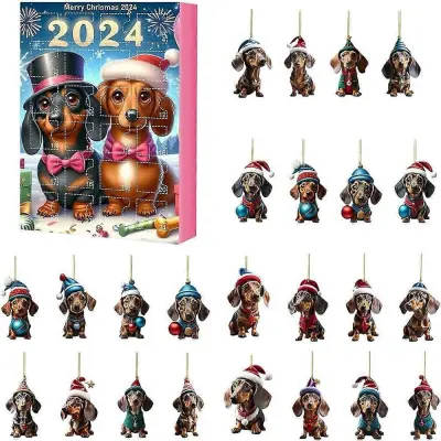 2024 Adventni koledar za jazbečarje 24 dni božiča, zbirateljski komplet smešnih psov, božični adventni koledar, darila za otroke