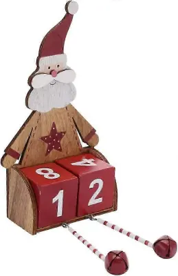 Božični adventni koledar, leseni odštevalnik adventni koledar, bloki Božička, božična namizna dekoracija za domačo pisarno