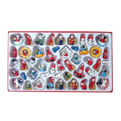 48PCS božični mini okraski majhni leseni božični okraski za mini okraske za božično drevo leseni okraski