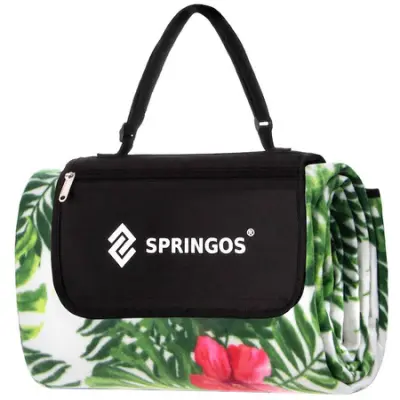 SPRINGOS Odeja za piknik 200 x 200 cm Cvetovi hibiskusa, Odeja za zunanjo uporabo Prevleka za avto Brisača za plažo Podloga za sedež.