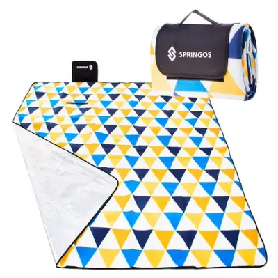 SPRINGOS 200 x 200 cm piknik odeja s trikotnim tiskom, zunanja odeja, prevleka za avto, brisača za plažo, podloga za sedež.