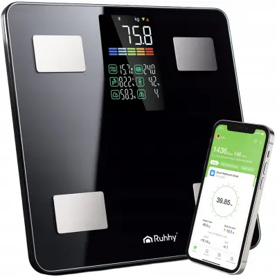 Pametna LCD kopalniška osebna tehtnica z aplikacijo do 226kg črna