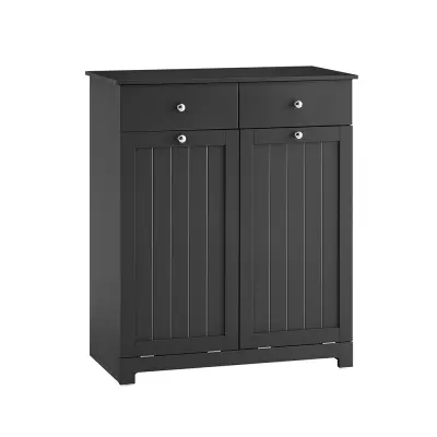 SoBuy kopalniška omarica s stojalom, 2 predaloma in 2 vrečkama, črna, 78x38x90 cm, BZR33-II-SCH