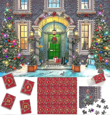Božični adventni koledar Puzzle 1008 kosov, 24-dnevni adventni koledar 2023 Božične sestavljanke, božično darilo za otroke-C