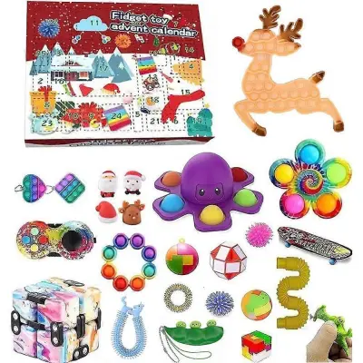 Adventni koledar 2021 Božična igrača za otroka Odštevalni koledar 24 dni Božične igrače Božični paket igrač Push Bubbles Darilo