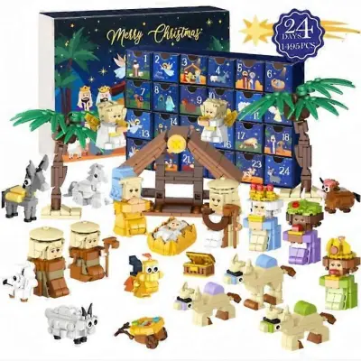 Božični adventni koledar Darilna škatla DIY Božični vlak Jezusove opeke Igrače 24-dnevna odštevalna škatla s koledarjem Presenečenje božičn