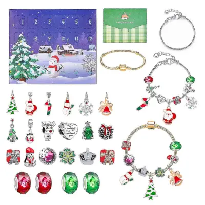 Božični adventni koledar Zapestnica Božični adventni koledar Ch Zapestnica Božični darilni set za dekleta, otroke, najstnike z