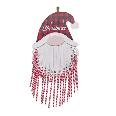 Fuuny Candy Canes Božični adventni koledar 24-dnevni leseni božični odštevalni koledar Božično drevo, viseči okraski, otroški