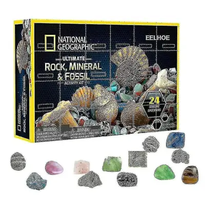 Komplet mineralnih fosilnih kamnov, škatla za božični adventni koledar, igrača za zgodnje izobraževanje, božično darilo