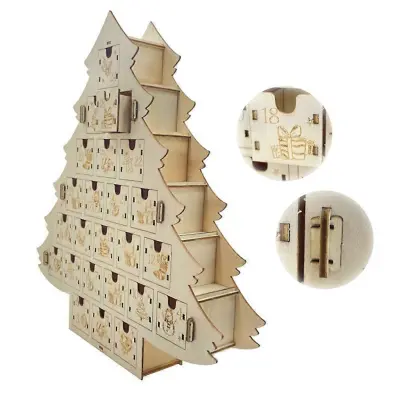 Božični adventni koledar z odštevanjem s 24 predali, lesenimi okraski na vratih, božični navidad, dekoracija za domače zabave
