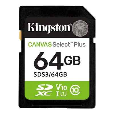 SDXC KINGSTON 64GB CANVAS Select Plus, 100MB/s, UHS-I speed class, U1, V10