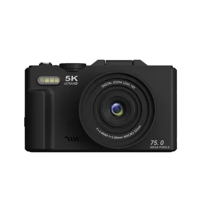 4K Vlog mikro kamera z enim samim fotoaparatom in vrtljivim zaslonom – 75 MP, 18-kratni zoom, bela Black
