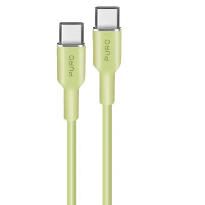 PURO, 3A USB-C na USB-C silikonski kabel, 60W, 1,5m, Limonasta zelena