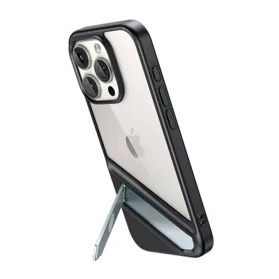 OVITEK UGREEN ZA IPHONE 15 Z INTEGRIRANIM STOJALOM ČRN