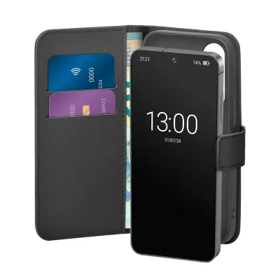 PURO ETUI ZA KNJIŽICO SAMSUNG GALAXY S25 Z ZAKLOPKOM IN PROSTOROM ZA GOTOVINO