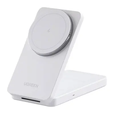 UGREEN W528 INDUKTIVNI POLNILEC 2V1 ZA IPHONE, AIRPODS, 20W (BEL)