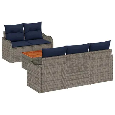 vidaXL Vrtna sedežna garnitura 6 pcs Siva Poly ratan