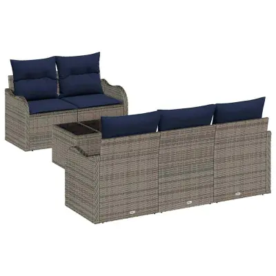 vidaXL Vrtna sedežna garnitura 6 pcs Siva 55 x 55 x 37 cm Poly ratan