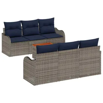 vidaXL Vrtna sedežna garnitura 7 pcs Siva Poly ratan