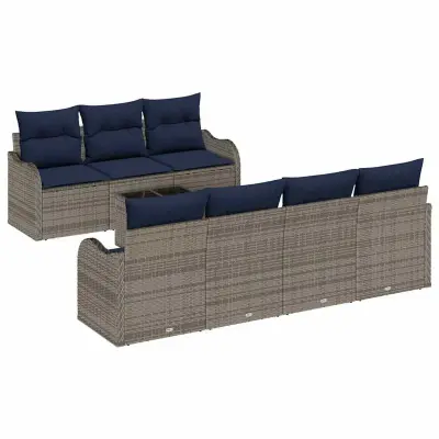 vidaXL Vrtna sedežna garnitura 8 pcs Siva 55 x 55 x 37 cm Poly ratan
