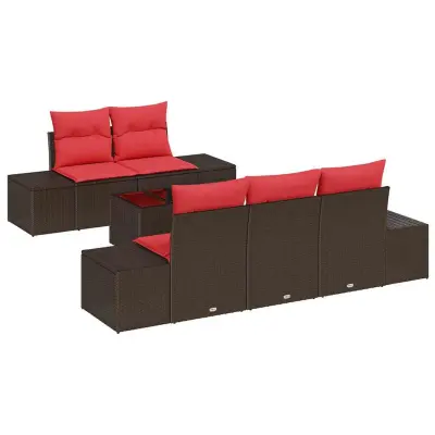 vidaXL Vrtna sedežna garnitura 6 pcs Rjava Poly ratan