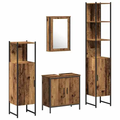 vidaXL Komplet pohištva za kopalnico 4 pcs Rjava 33 x 33 x 185.5 cm