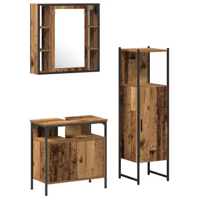 vidaXL Komplet pohištva za kopalnico 3 pcs Rjava 60 x 30 x 60 cm