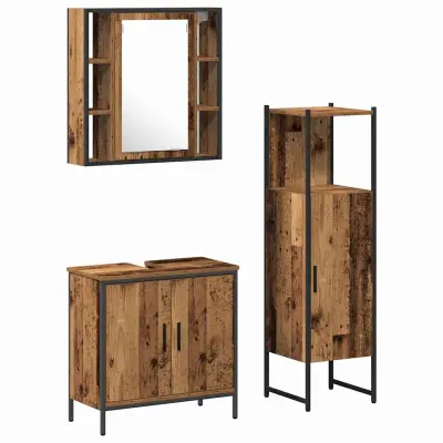 vidaXL Komplet pohištva za kopalnico 3 pcs Rjava 33 x 33 x 120,5 cm