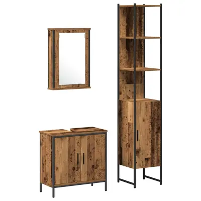 vidaXL Komplet pohištva za kopalnico 3 pcs Rjava 33 x 33 x 185.5 cm
