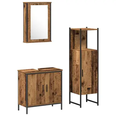 vidaXL Komplet pohištva za kopalnico 3 pcs Rjava 33 x 33 x 120,5 cm