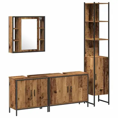 vidaXL Komplet pohištva za kopalnico 4 pcs Rjava 33 x 33 x 185.5 cm