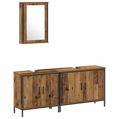 vidaXL Komplet pohištva za kopalnico 3 pcs Rjava 80 x 30 x 60 cm