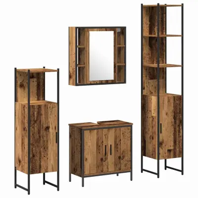 vidaXL Komplet pohištva za kopalnico 4 pcs Rjava 33 x 33 x 185.5 cm