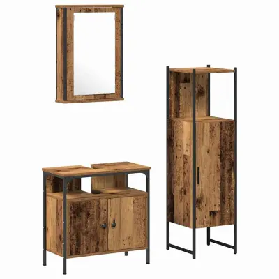 vidaXL Komplet pohištva za kopalnico 3 pcs Rjava 33 x 33 x 120,5 cm
