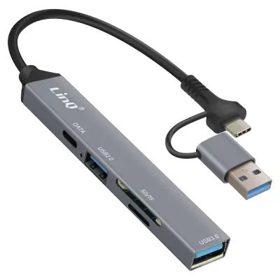 LinQ, USB C in vozlišče USB z USB-C + USB 2.0 + 3.0 Bralnik kartic SD in TF, Črna