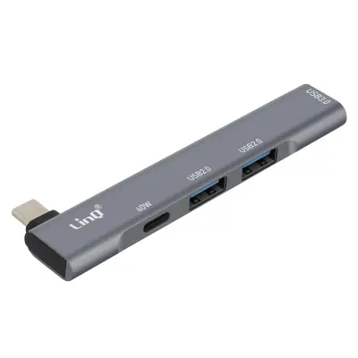 LinQ, Razdelilnik USB C 4 v 1 s 60W polnjenjem USB C in 3 priključki USB 3.0 in 2.0, Srebrna