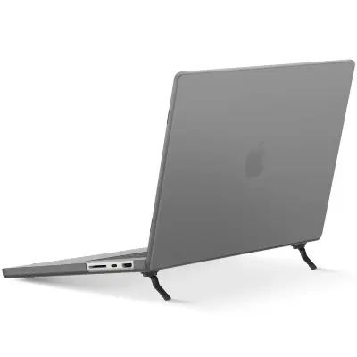 360° zaščitna torbica za MacBook Pro 16" z vgrajenim stojalom, Prozorno črna