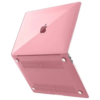 Trda vgrajena zaščitna torbica, prozoren dizajn - roza str. MacBook Air 13 2020/2019/2018