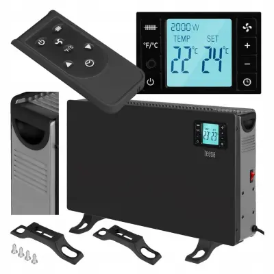 2000W električni konvektorski grelec LCD + daljinec črn