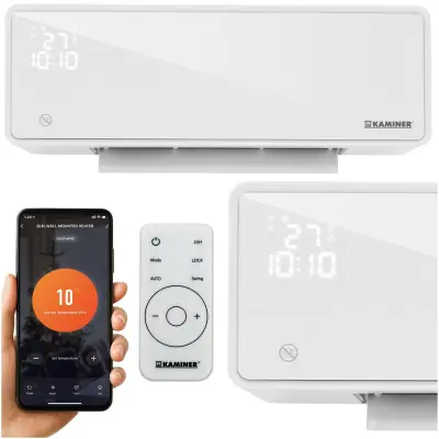 2000W stenska WIFI grelna zračna zavesa LCD APP ZELVION + daljinec bela